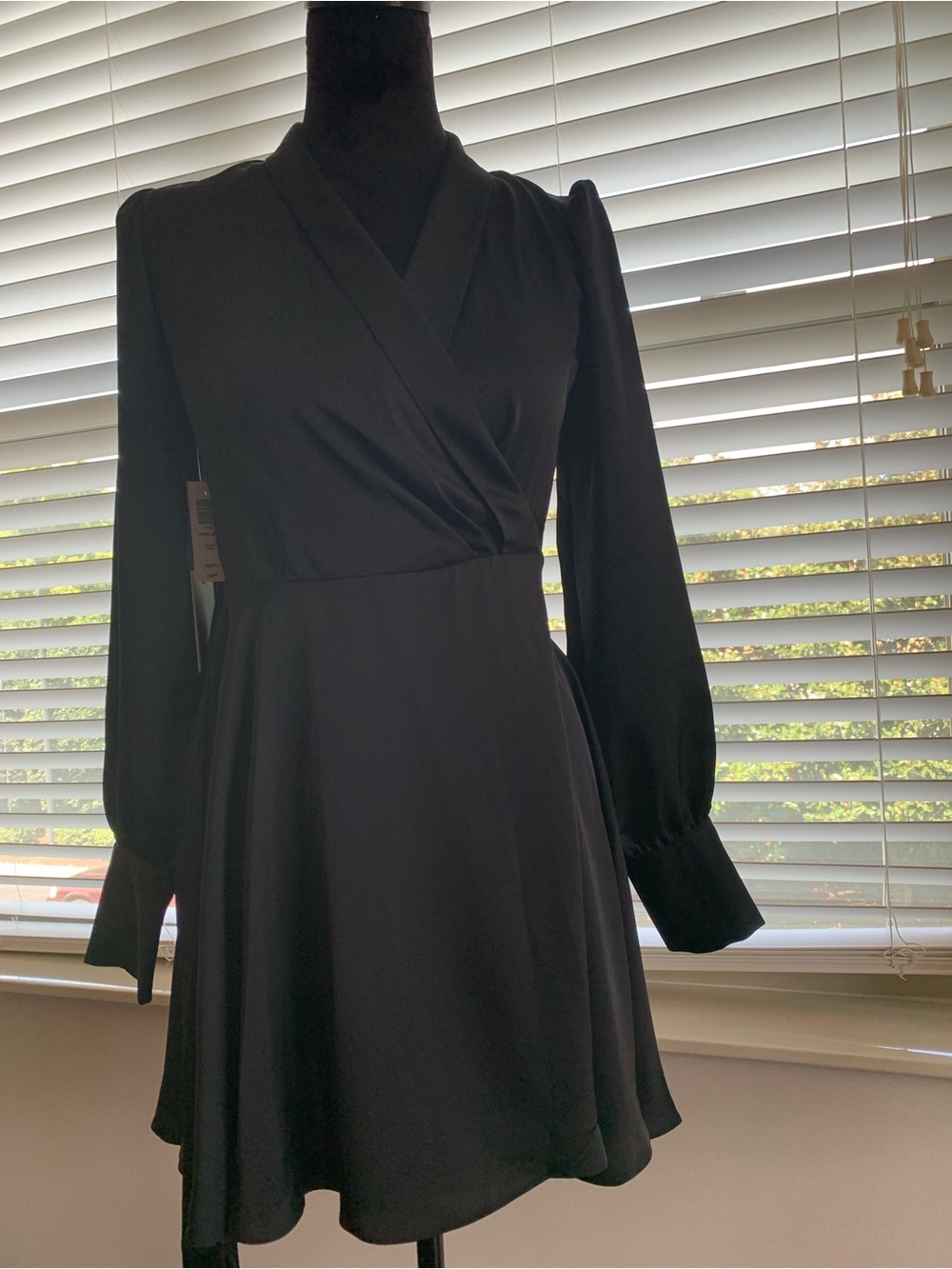 NWT - Aritzia Black Long-Sleeve Wrap-Style Mini Dress